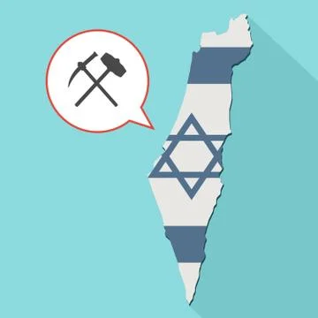 Illustration of a long shadow Israel map with its flag and a comic balloon Stock Illustration
