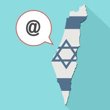 Illustration of a long shadow Israel map with its flag and a comic balloon Illustrazione stock
