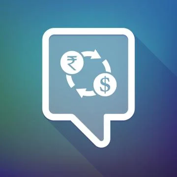 Illustration of a long shadow tooltip icon on a gradient background  with  a  Stockillustratie