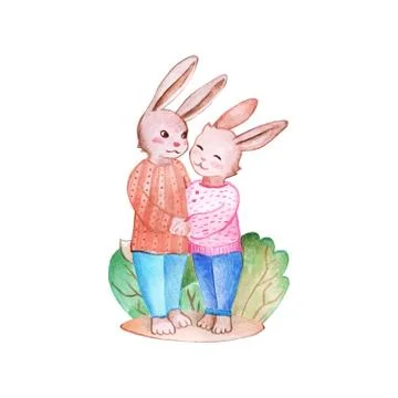 Illustration of Lovely rabbits that hug Stock Illustration