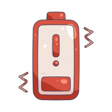 Illustration of low battery warning Ilustração Stock