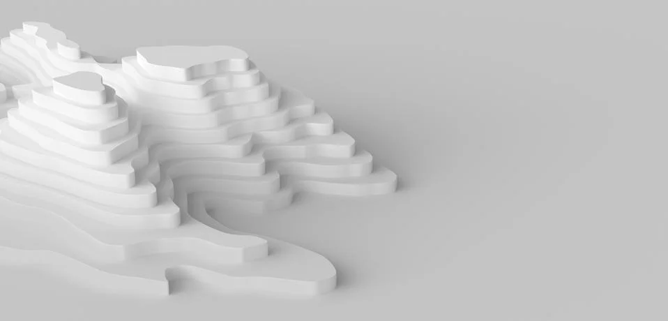 Illustration with Low poly 3D Landscape Island With Blank Space White Illustrazione stock