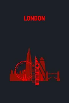 Illustration made with icons of most important buildings in London. Illustrazione stock