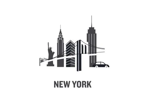 Illustration made with icons of most important buildings in New York. Stock Illustration