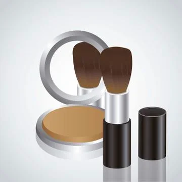 Illustration of makeup, compact powder with a brush, vector illustration Illustrazione stock