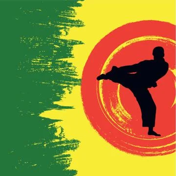 Illustration of a man demonstrating karate. Stock Illustration