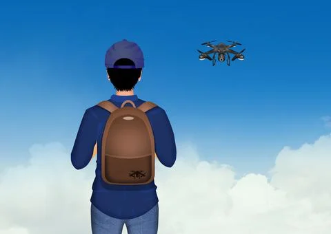 Illustration of man with drone Stock Illustration
