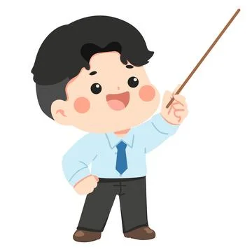 Illustration of a Man Holding a Pointer Stick Stock Illustration