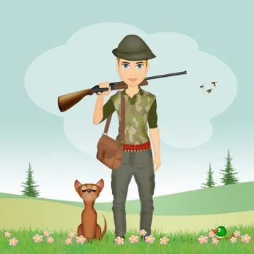 Illustration of man hunter Stock Illustration