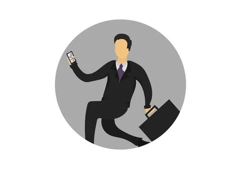 Illustration of a man late for work Stock Illustration