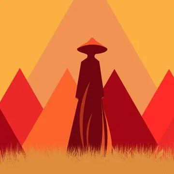 Illustration of a man on a mountain Stock Illustration
