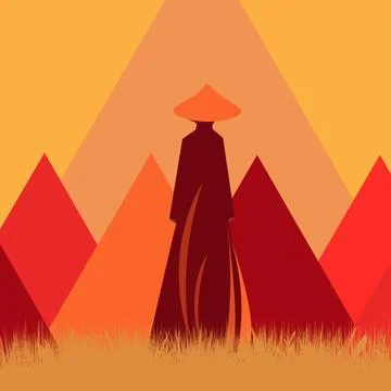 Illustration of a man on a mountain Stock Illustration