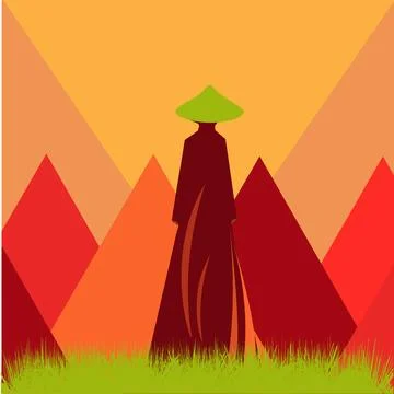 Illustration of a man on a mountain Stock Illustration