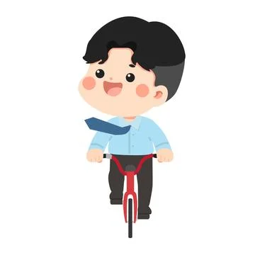 Illustration of Man Riding Bicycle to Work Stock Illustration