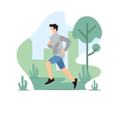 Illustration of a man running using a mask Stock Illustration