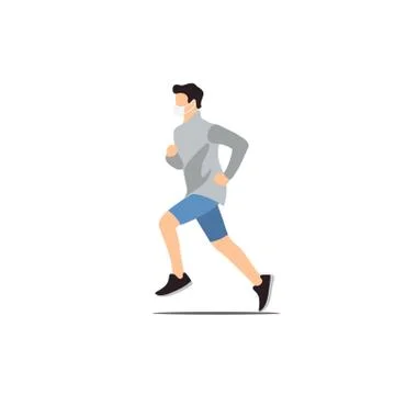 Illustration of a man running using a mask Stock Illustration
