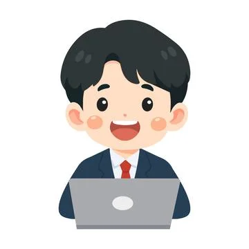 Illustration of a Man in a Suit Working Stock Illustration