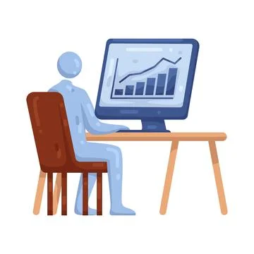 Illustration of man working at a desk Stock Illustration