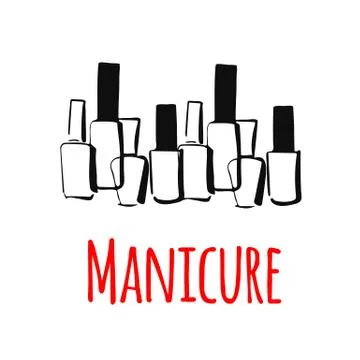 Illustration manicure objects, nail polish in black Stock Illustration