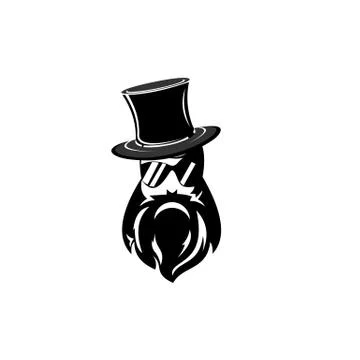 Illustration of a man's logo with a magic hat isolated by a white background Stock Illustration