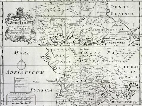 Illustration of the map of ancient Thrace Stock Illustration