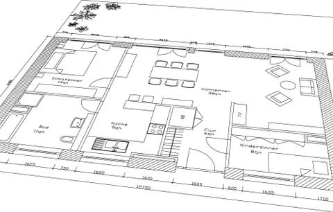 Illustration of a map and plan of a floor of a house, on a white background Stock Illustration