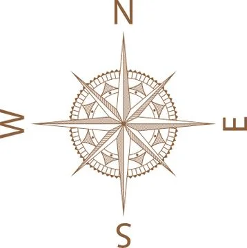 Illustration of a map compass on white background 库存插图