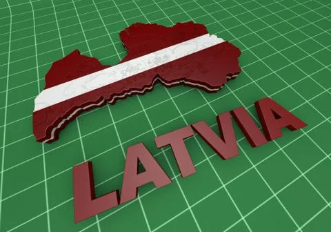 Illustration Map of Latvia Illustrazione stock