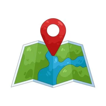 Illustration of map with a location Ilustración de archivo