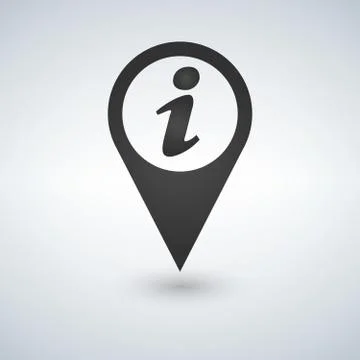 Illustration of a map mark icon with an info sign. Stock Illustration