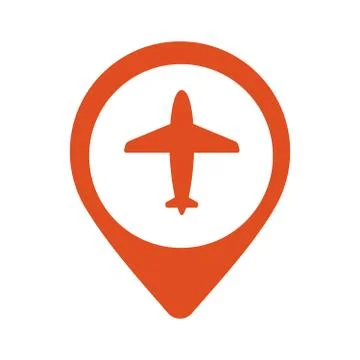 Illustration of a map mark icon with a plane Stock Illustration