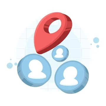 Illustration of map pointer with person icon, showing user location. Stock Illustration