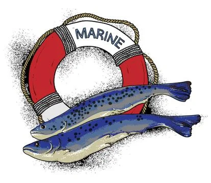 Illustration on the marine theme Stock Illustration
