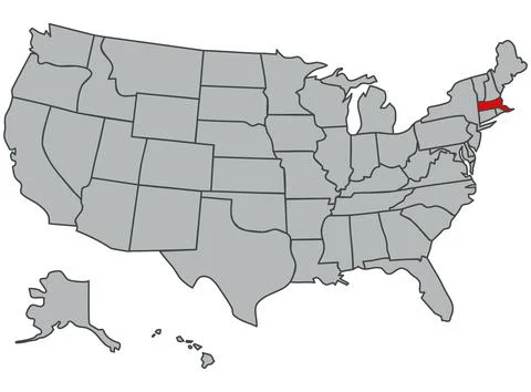 Illustration of Massachusetts. Vector map of the USA in gray color. Contours  Illustrazione stock