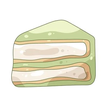 Illustration of matcha layered cake slice Stock Illustration