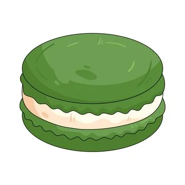 Illustration of matcha macaron 스톡 일러스트