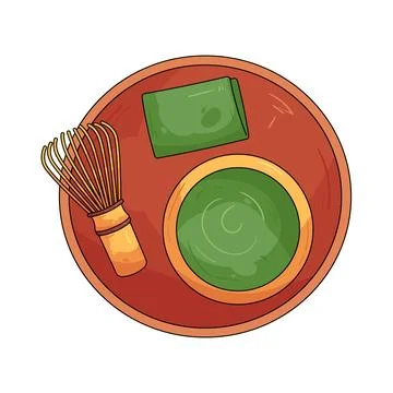 Illustration of Matcha tea ceremony tools Stock Illustration