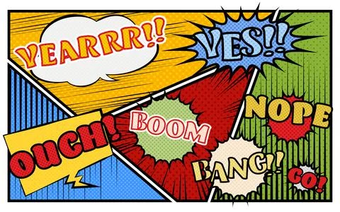 Illustration material: American comic style, pop balloons and background of Stockillustratie