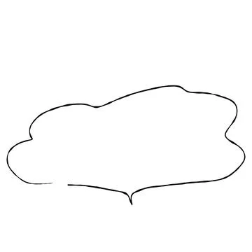 Illustration material |Simple handwritten speech bubble, black, no fill イラスト素材