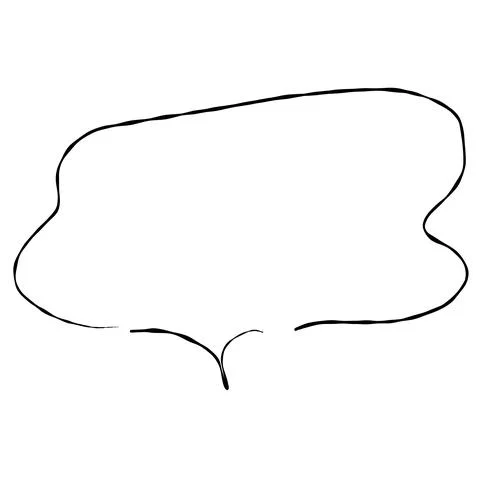 Illustration material |Simple handwritten speech bubble, black, no fill Stock Illustration