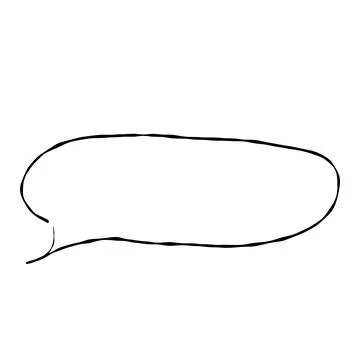 Illustration material |Simple handwritten speech bubble, black, no fill イラスト素材