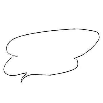 Illustration material |Simple handwritten speech bubble, black, no fill Stock Illustration