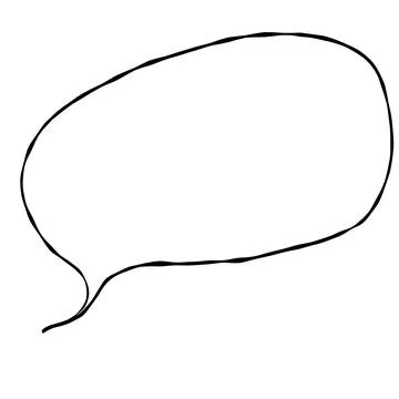 Illustration material |Simple handwritten speech bubble, black, no fill Stock Illustration