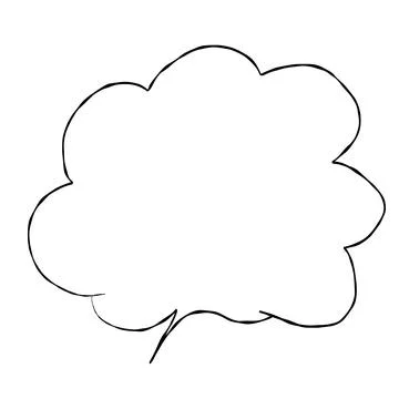 Illustration material |Simple handwritten speech bubble, black, no fill Stock Illustration