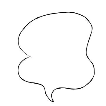 Illustration material |Simple handwritten speech bubble, black, no fill イラスト素材