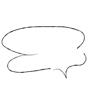 Illustration material |Simple handwritten speech bubble, black, no fill Stock Illustration