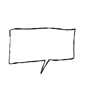 Illustration material |Simple handwritten speech bubble, black, no fill イラスト素材