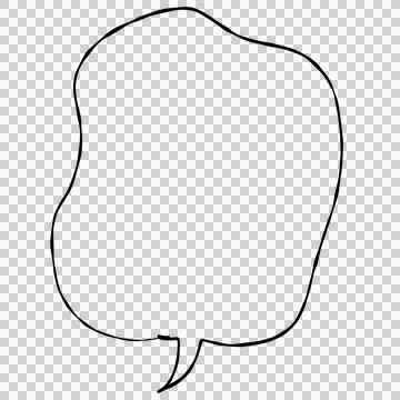 Illustration material |Simple handwritten speech bubble, black, no fill Stock Illustration