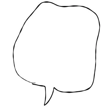 Illustration material |Simple handwritten speech bubble, black, no fill Stock Illustration