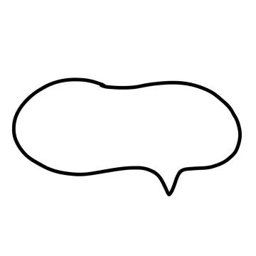 Illustration material |Simple handwritten speech bubble, black, no fill Stock Illustration